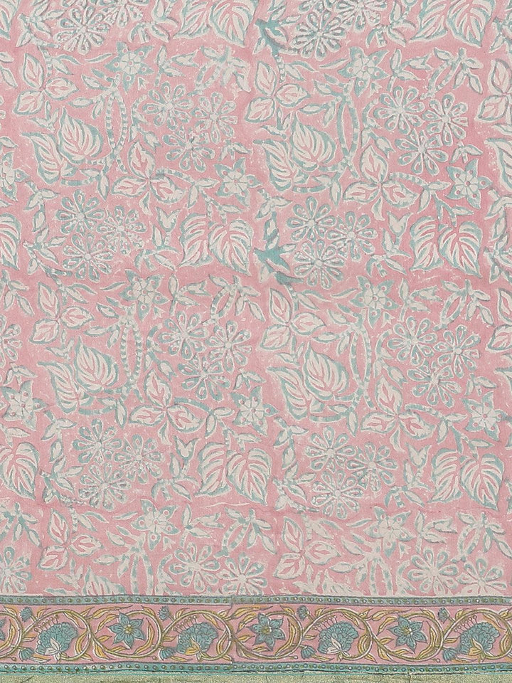 Blue Printed Cotton Silk Saree