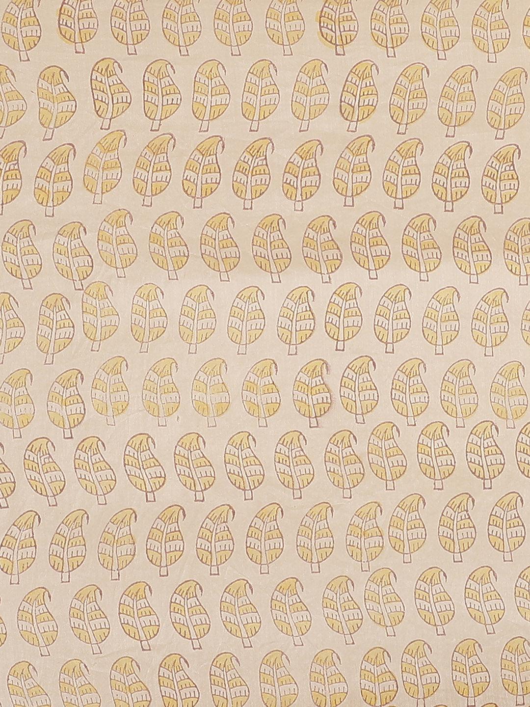 Yellow Printed Cotton Silk Saree - ShopLibas