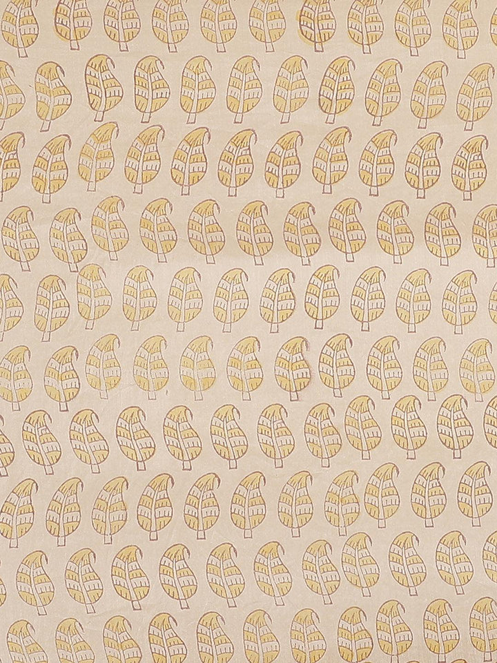 Yellow Printed Cotton Silk Saree