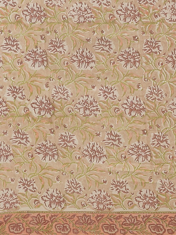 Beige Printed Cotton Silk Saree