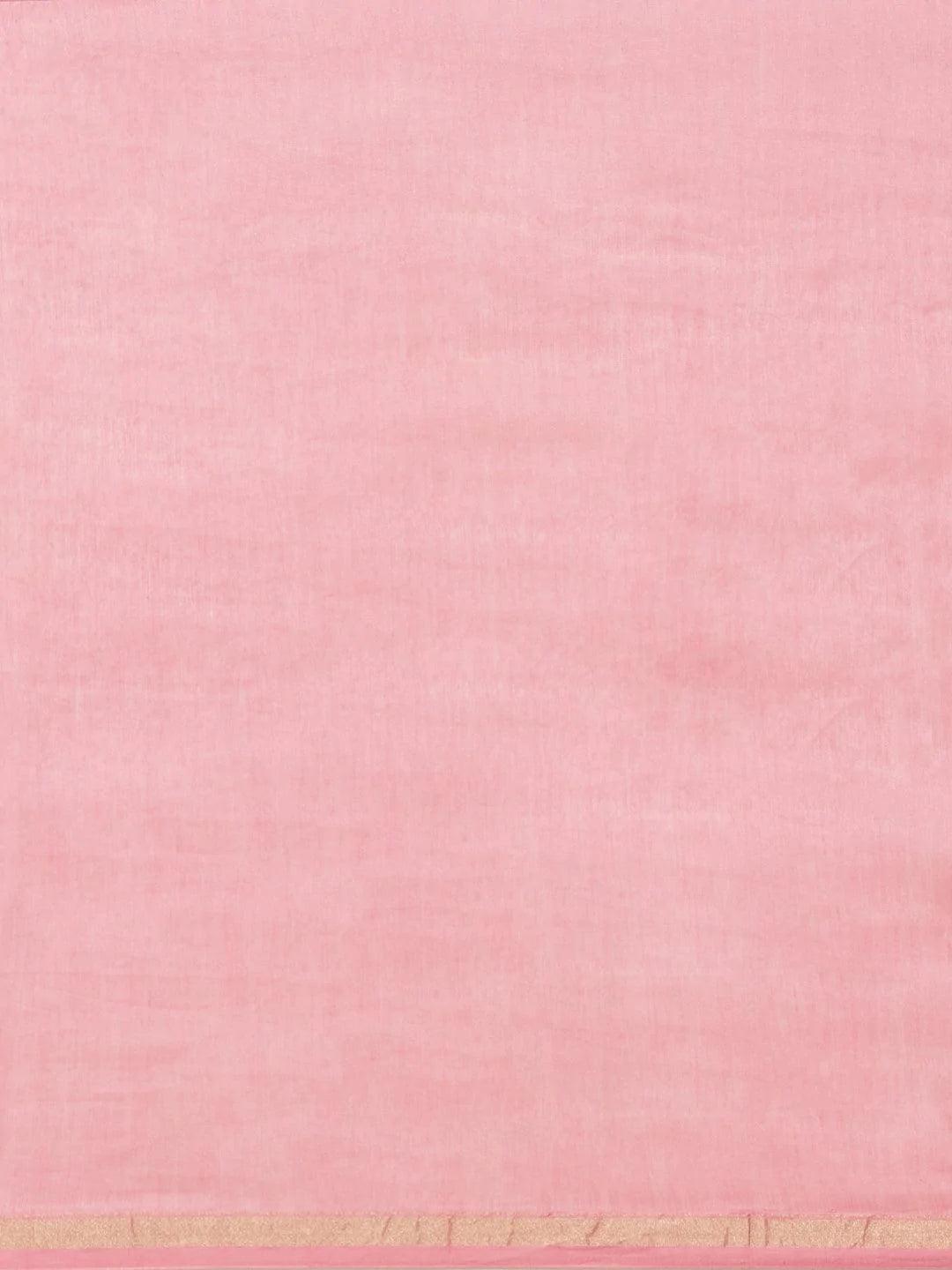 Pink Printed Cotton Silk Saree - ShopLibas