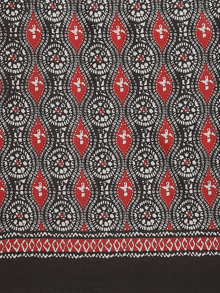 Black Printed Cotton Saree