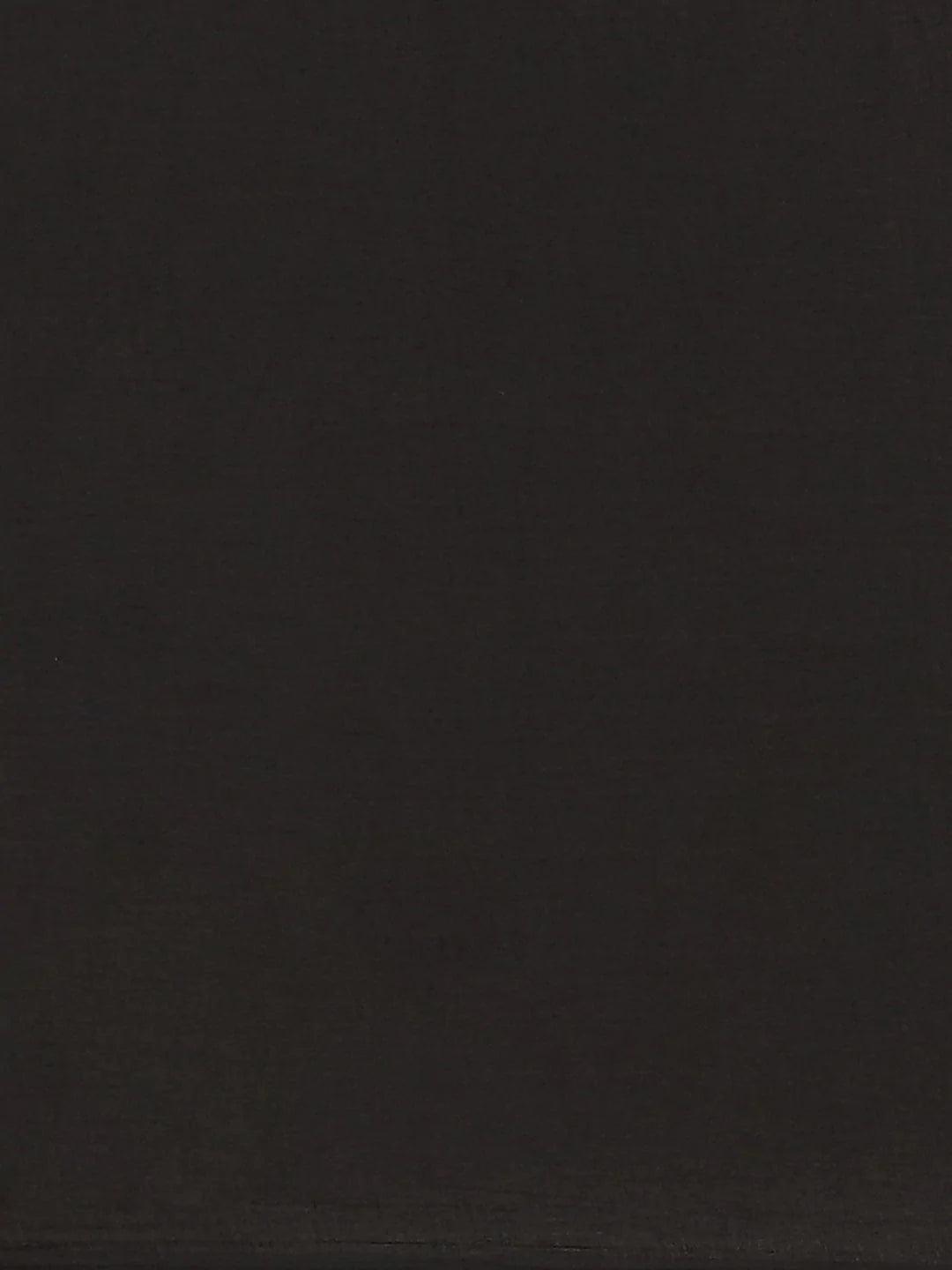 Black Printed Cotton Saree - ShopLibas