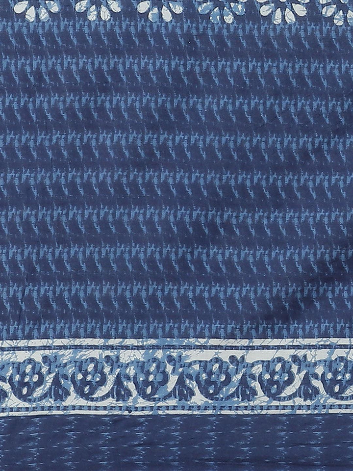 Blue Striped Cotton Saree