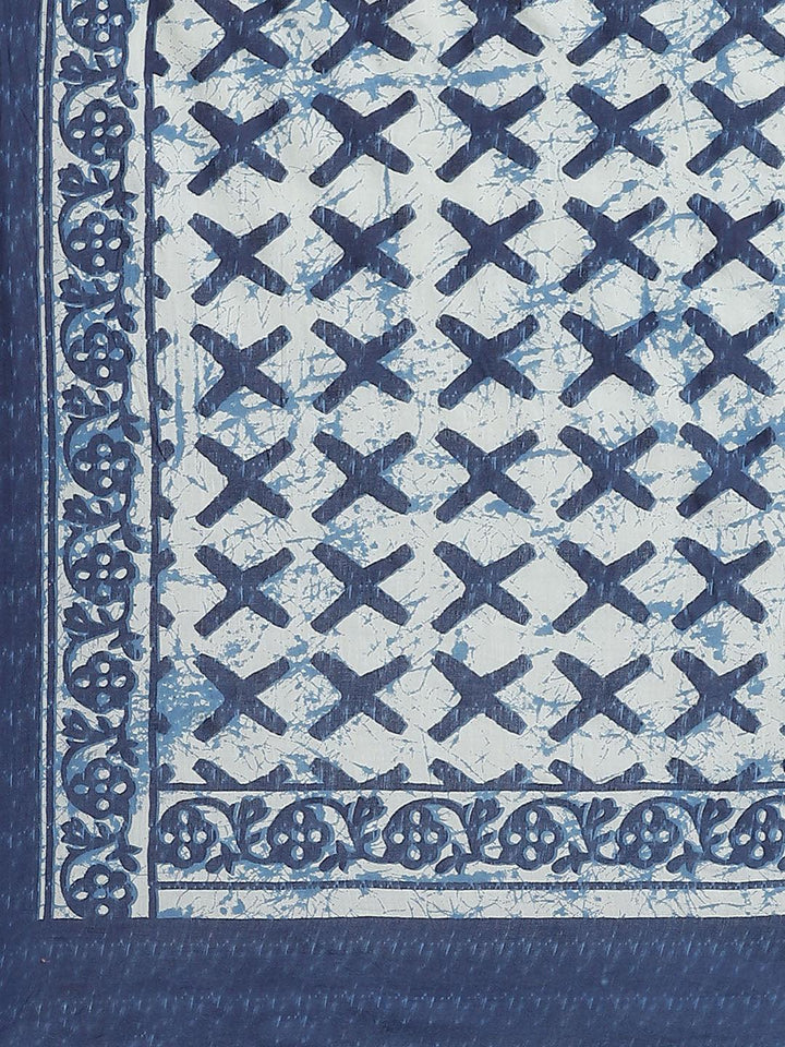 Blue Striped Cotton Saree