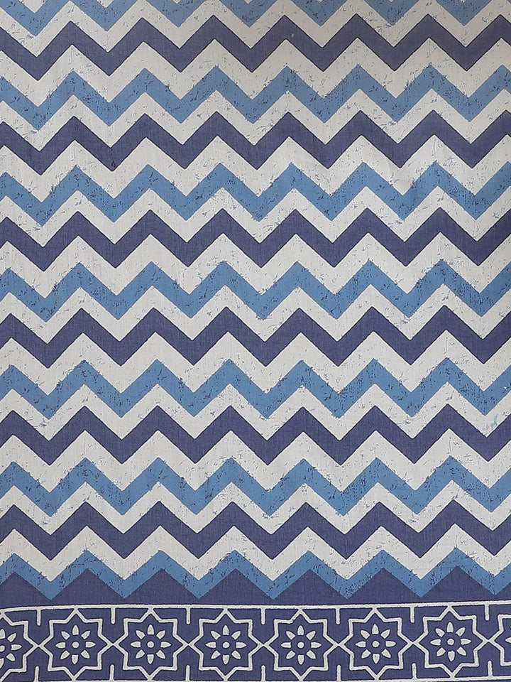 Blue Printed Cotton Saree