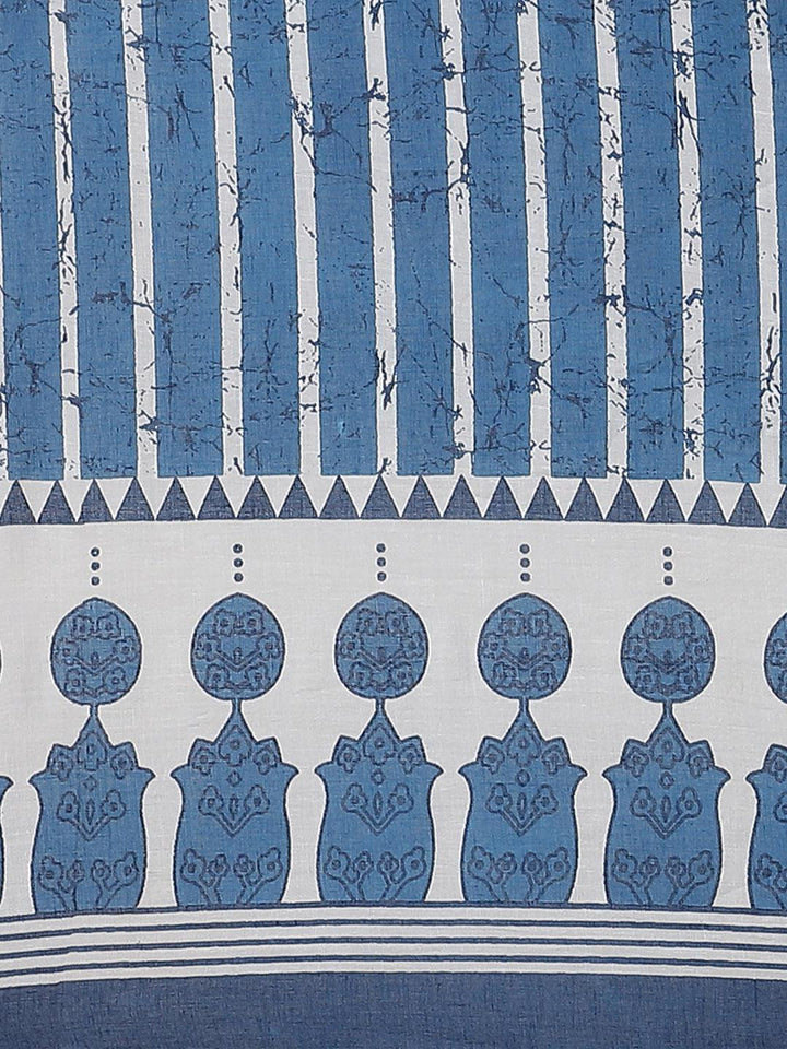 Blue Printed Cotton Saree