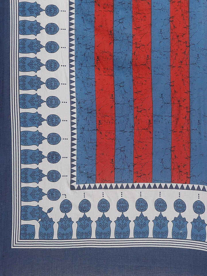 Blue Printed Cotton Saree