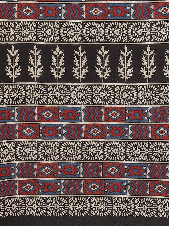 Off White Printed Cotton Saree