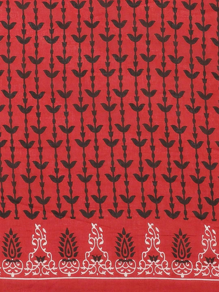 Red Printed Cotton Saree