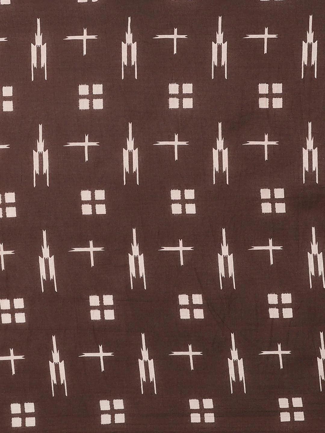 Red Printed Cotton Saree - ShopLibas