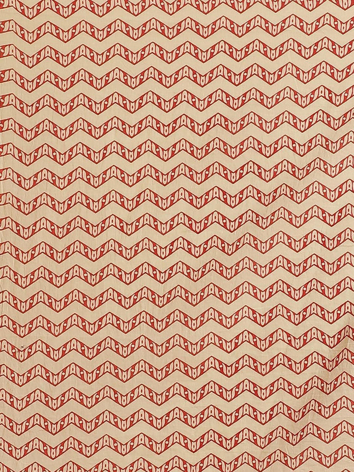 Beige Printed Cotton Saree