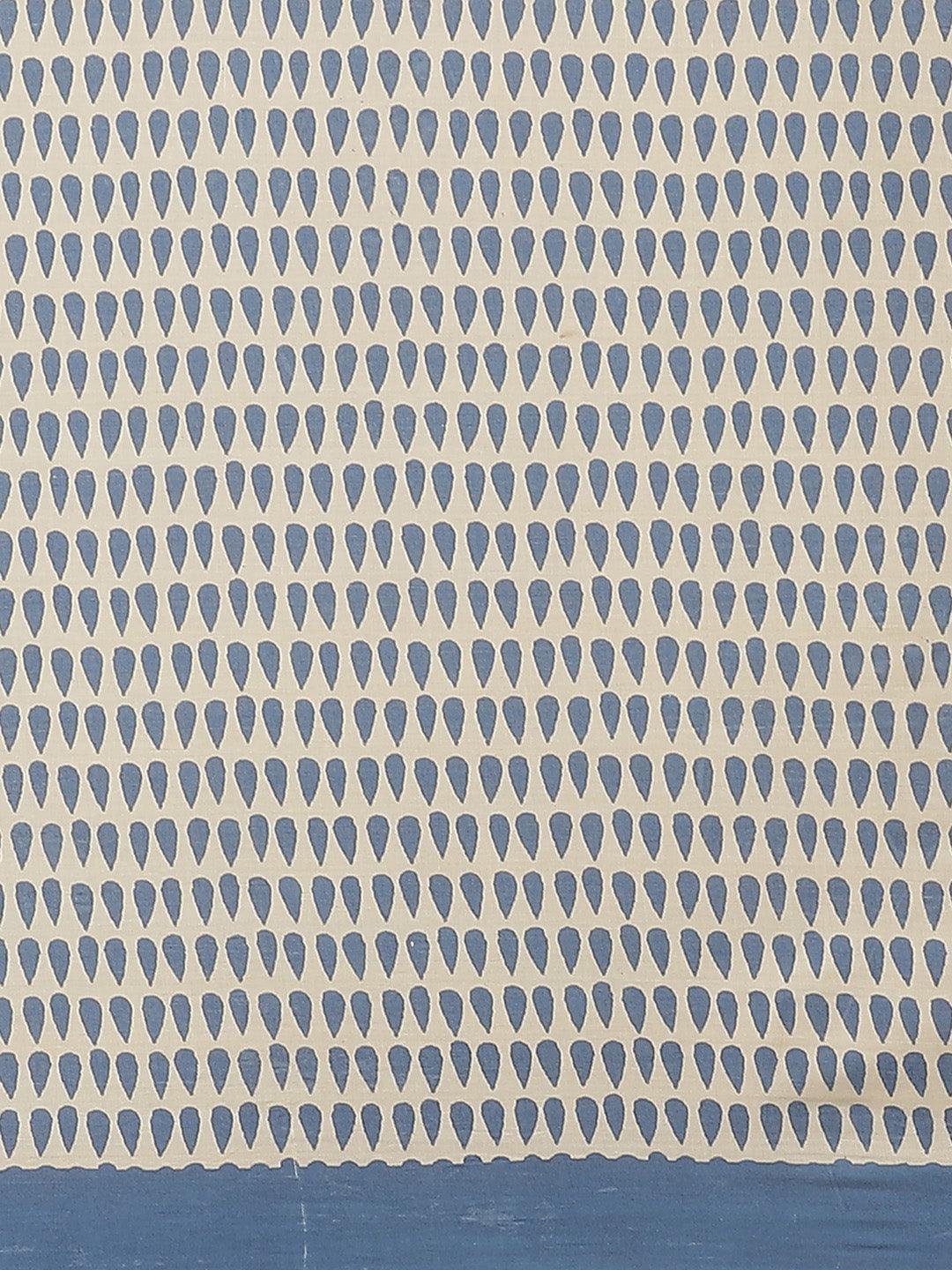 Off White Striped Cotton Saree - ShopLibas