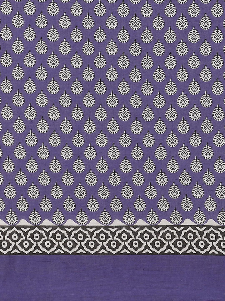 Blue Printed Cotton Saree