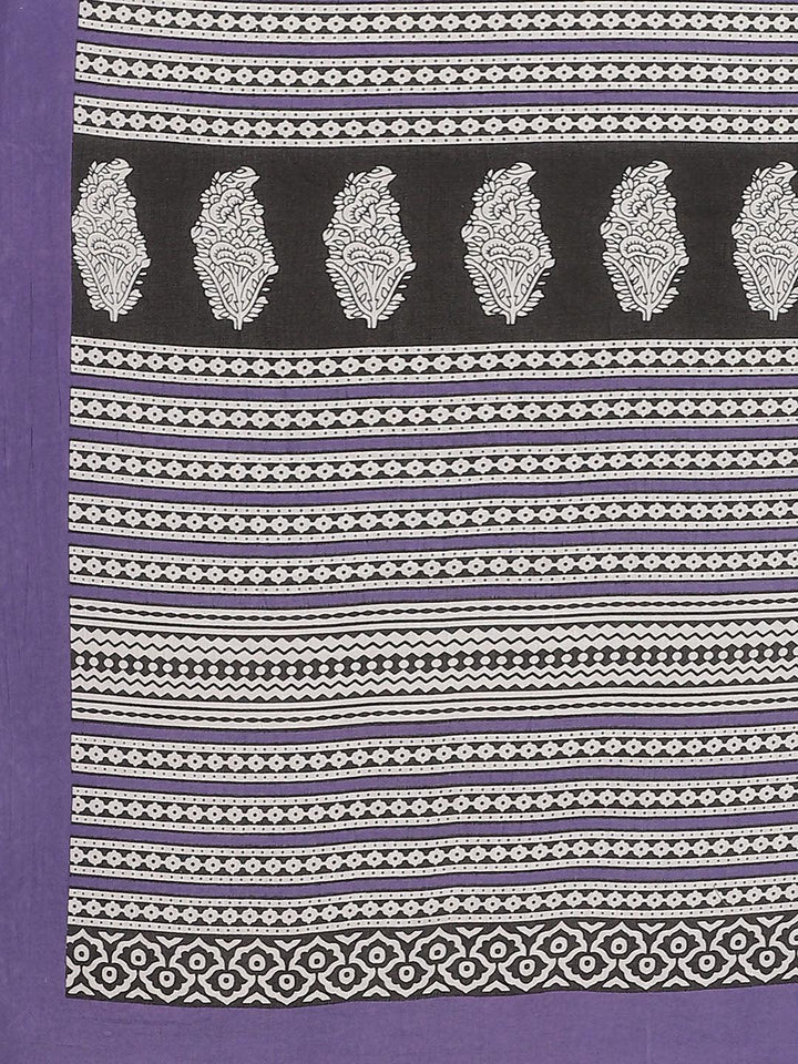 Blue Printed Cotton Saree