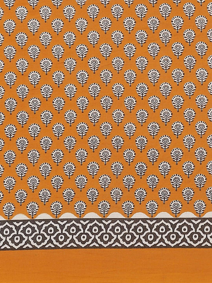 Yellow Printed Cotton Saree