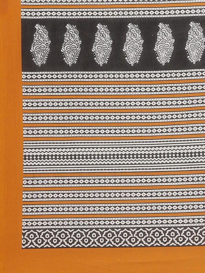 Yellow Printed Cotton Saree