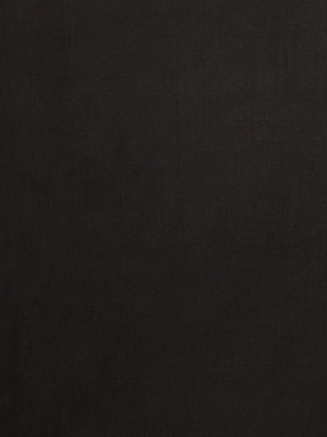 Black Printed Cotton Saree - ShopLibas