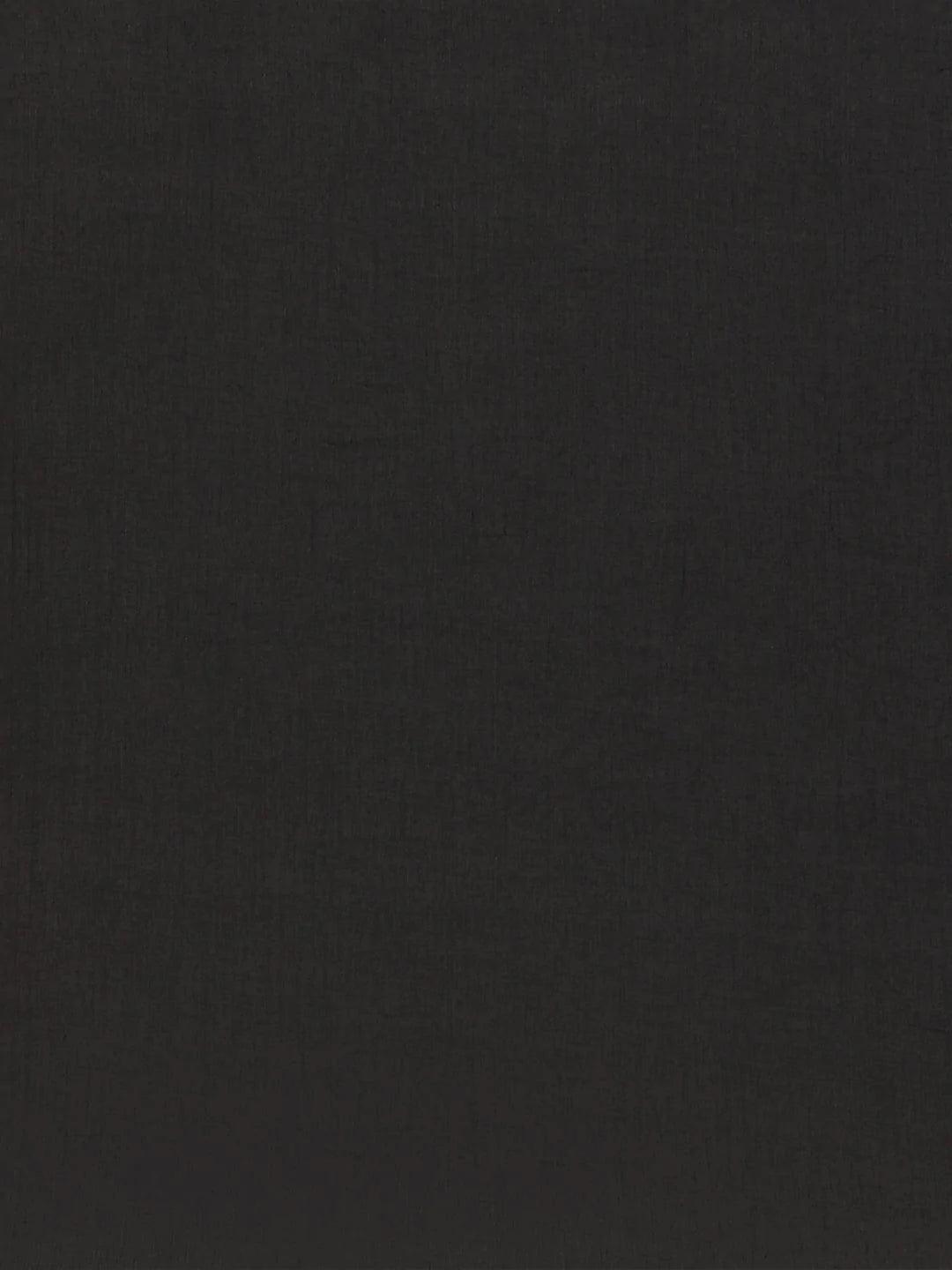 Black Printed Cotton Saree - ShopLibas