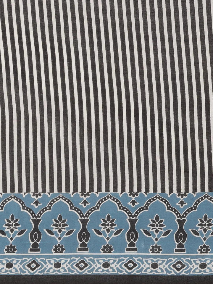 Black Striped Cotton Saree