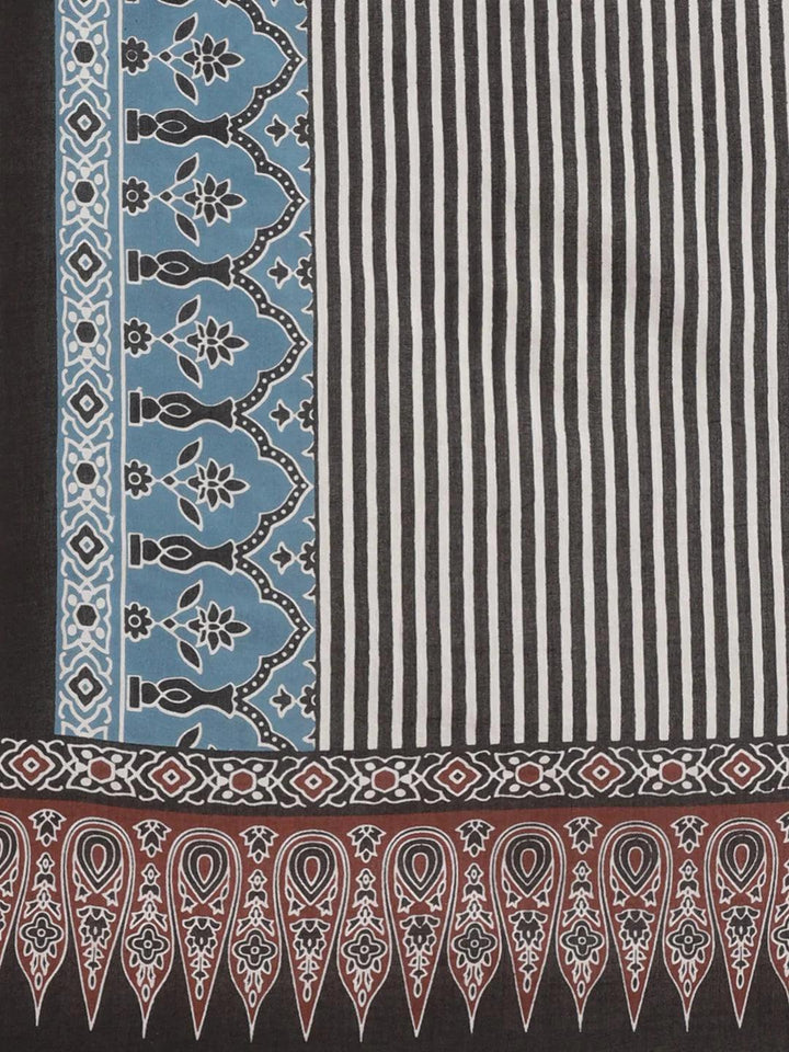 Black Striped Cotton Saree