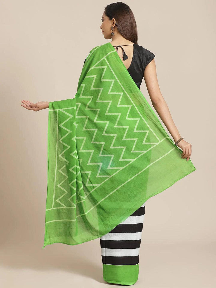 Black Printed Cotton Saree