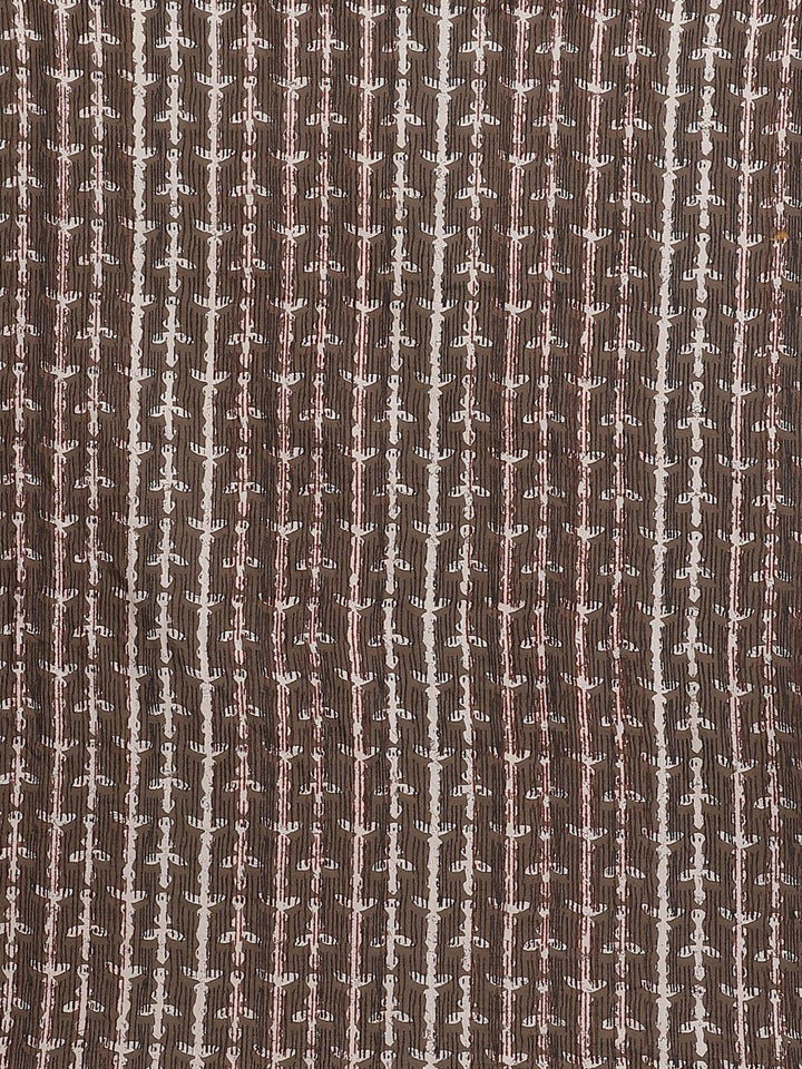 Brown Printed Cotton Saree
