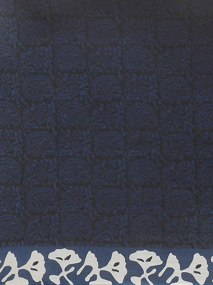 Brown Printed Cotton Saree