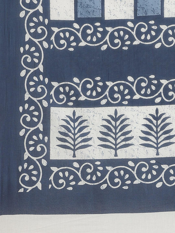 Blue Printed Cotton Saree