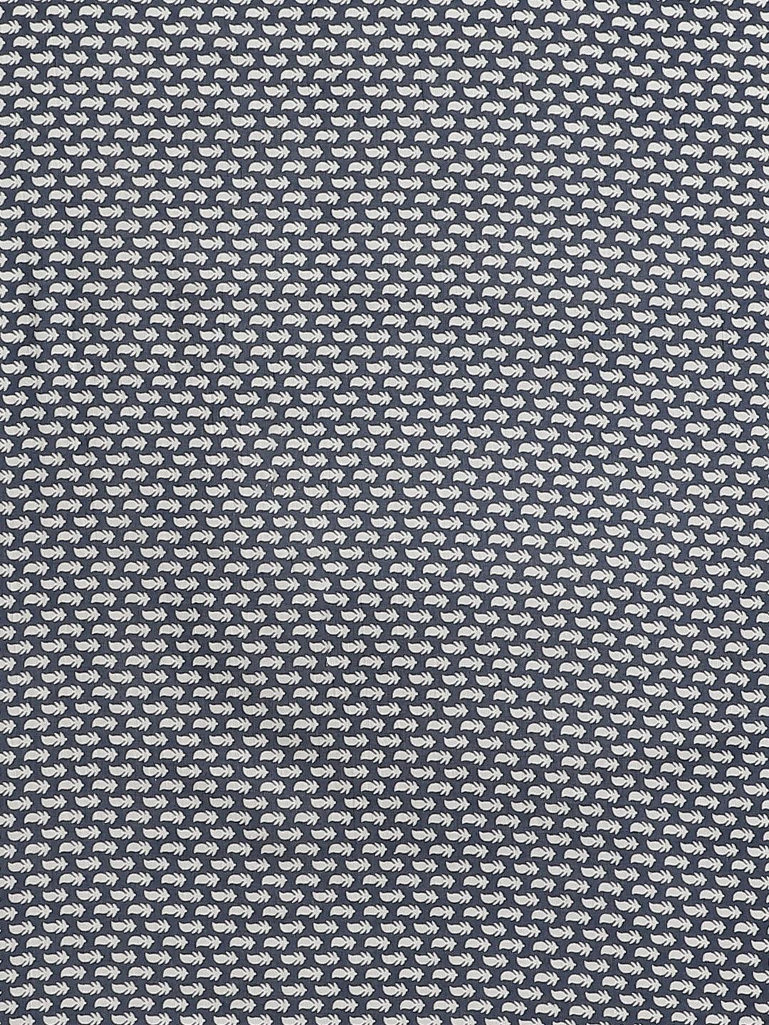 Blue Printed Cotton Saree - ShopLibas