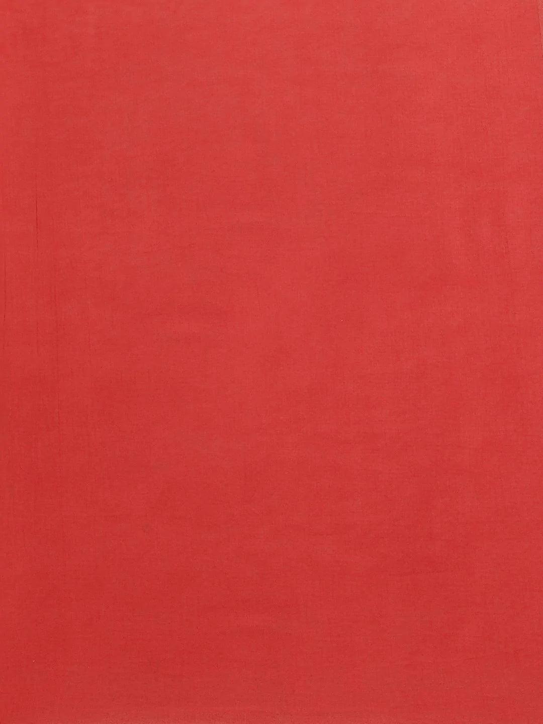 White Printed Cotton Saree - ShopLibas