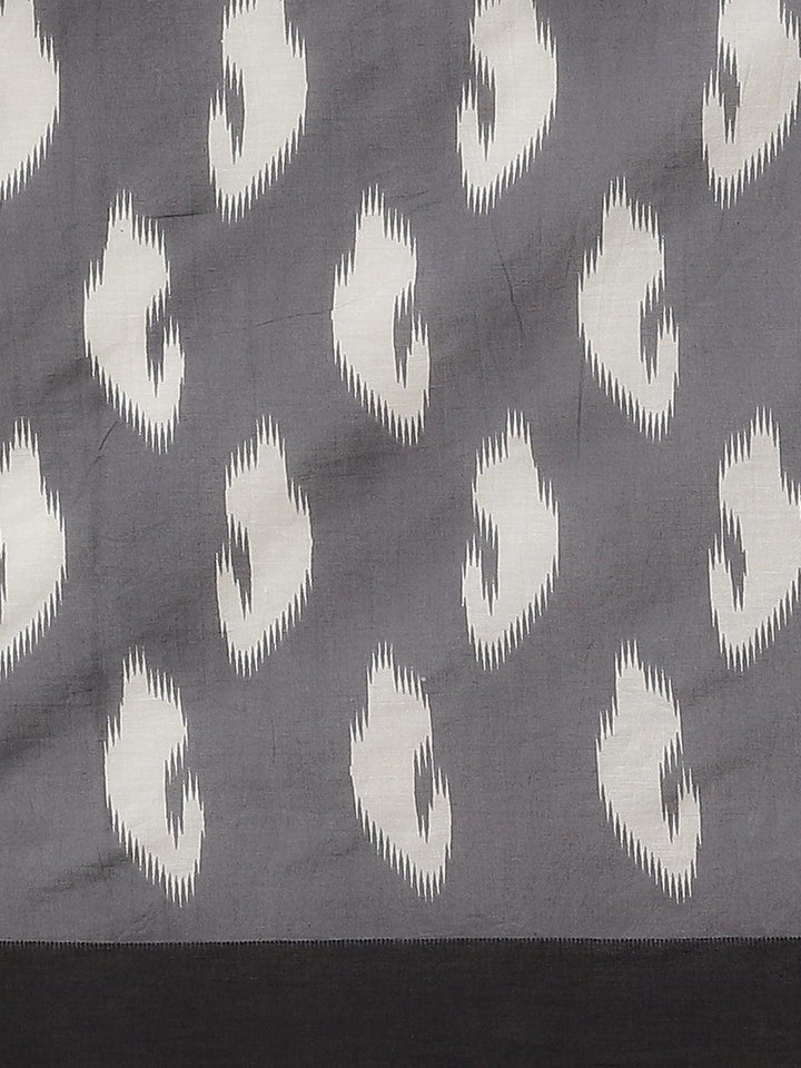 Grey Printed Cotton Saree