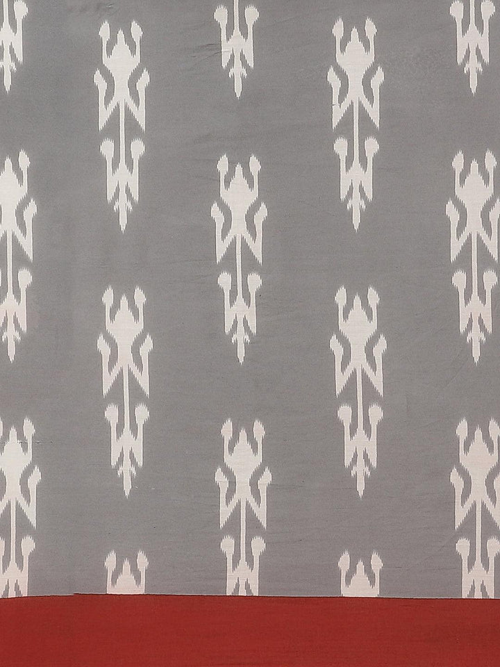 Grey Printed Cotton Saree