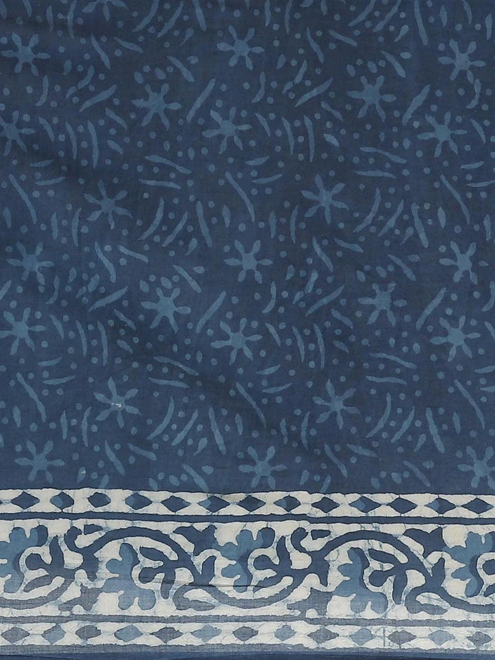Blue Printed Cotton Saree