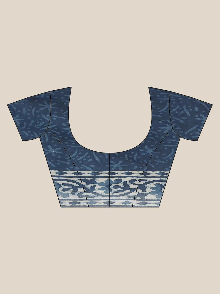 Blue Printed Cotton Saree