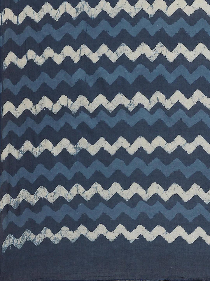 Blue Printed Cotton Saree