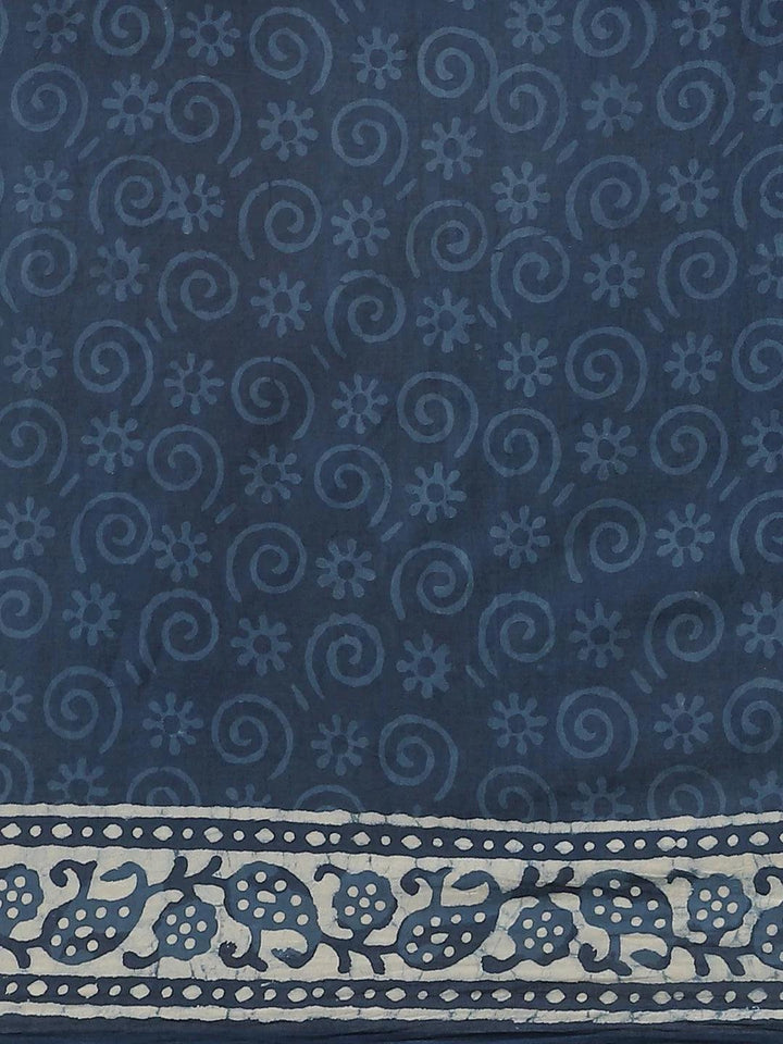 Blue Printed Cotton Saree