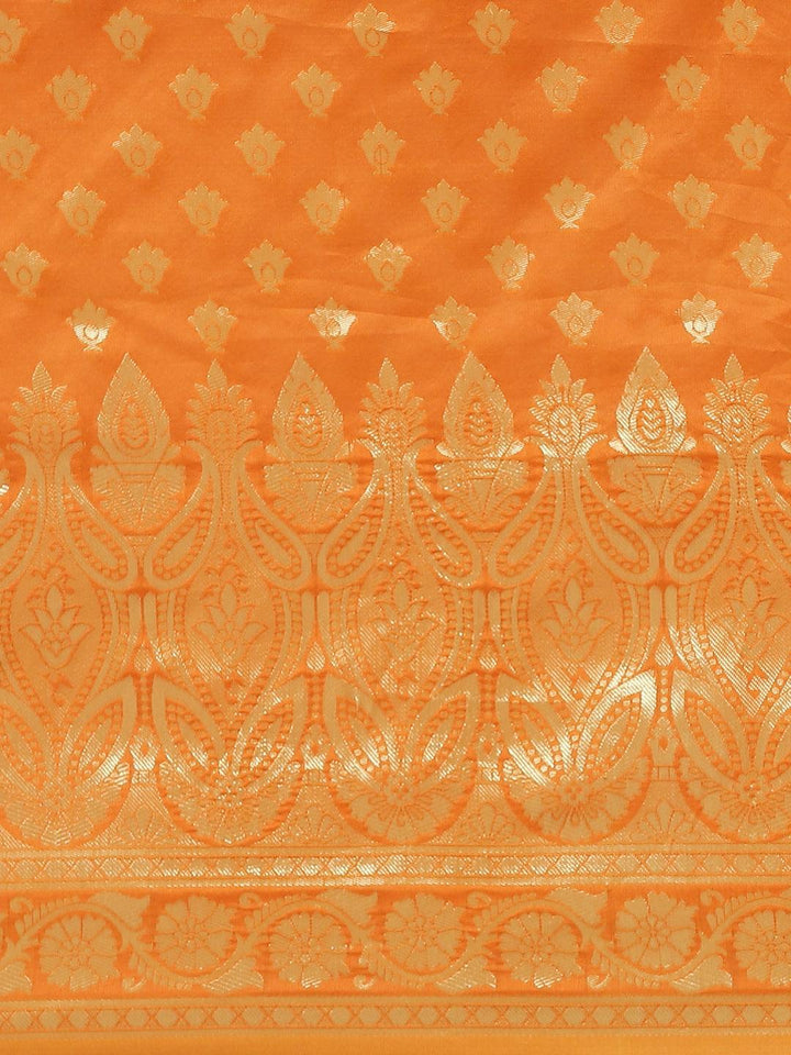 Orange Woven Design Silk Saree