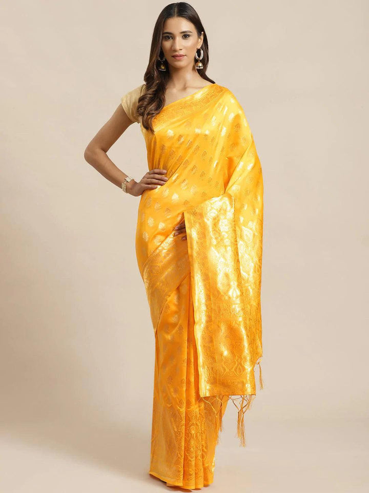 Yellow Woven Design Silk Saree