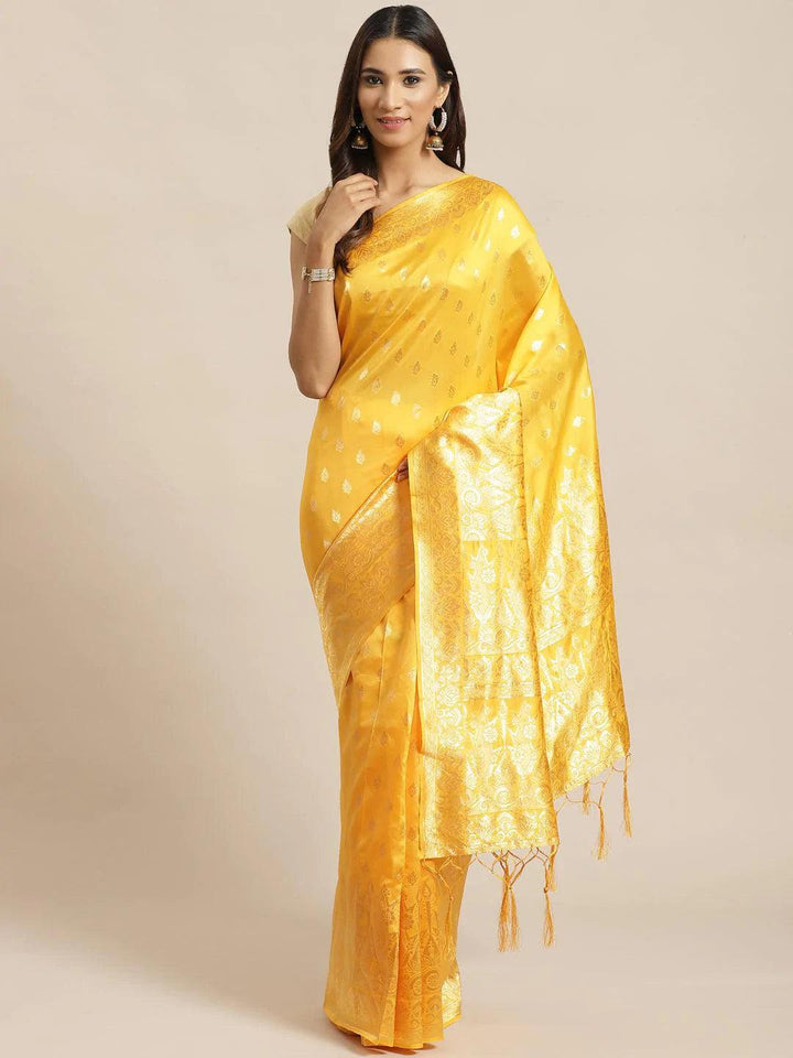 Yellow Woven Design Silk Saree