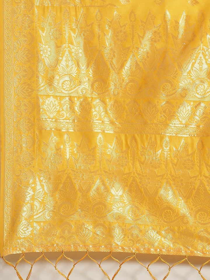 Yellow Woven Design Silk Saree