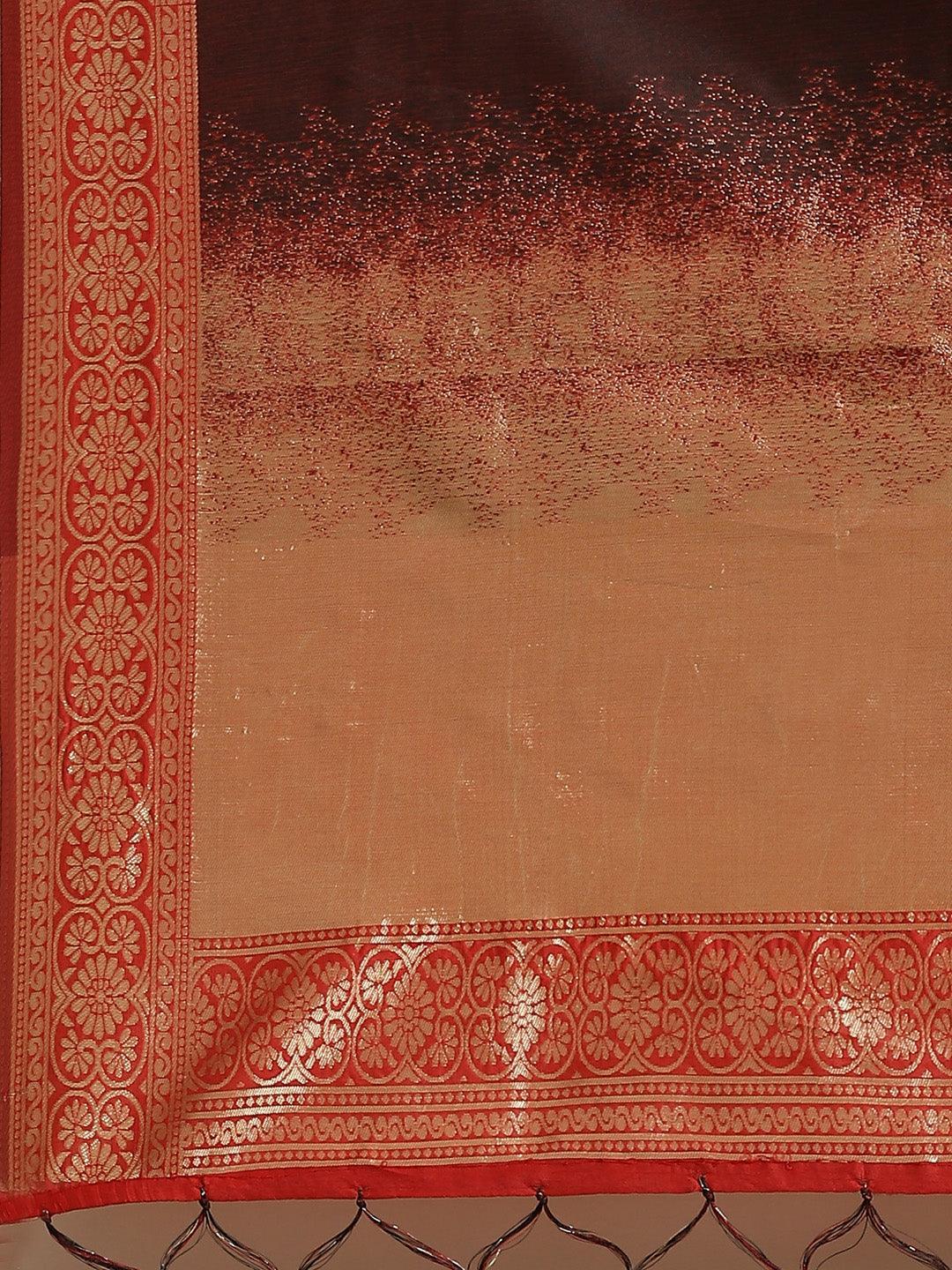 Black Woven Design Silk Saree - ShopLibas