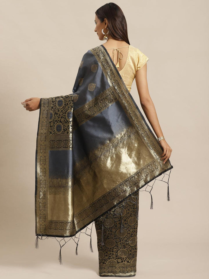 Grey Woven Design Silk Saree