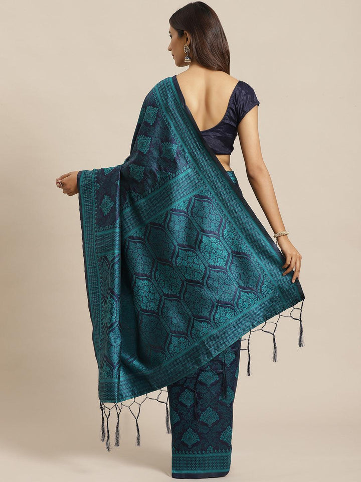 Blue Woven Design Silk Saree