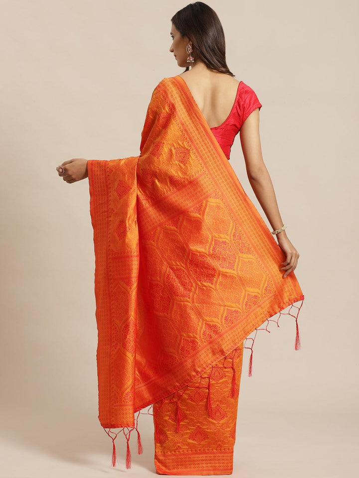Orange Woven Design Silk Saree