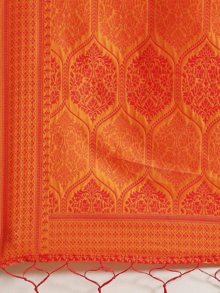 Orange Woven Design Silk Saree