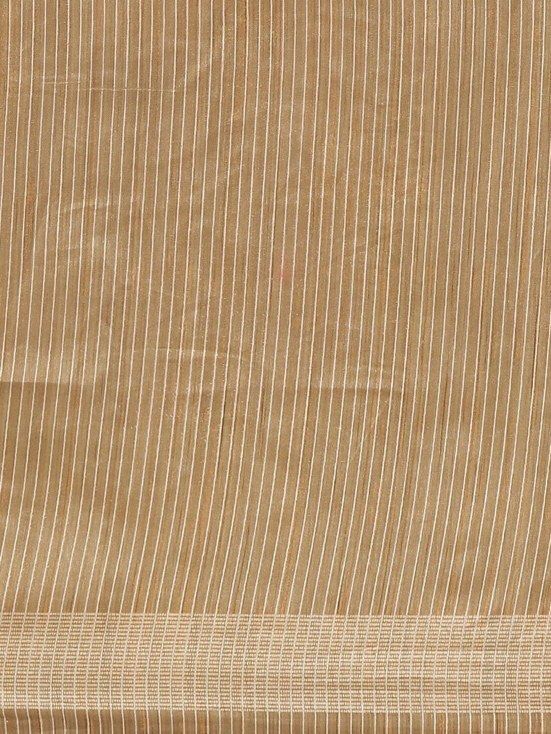 Beige Printed Silk Saree - ShopLibas