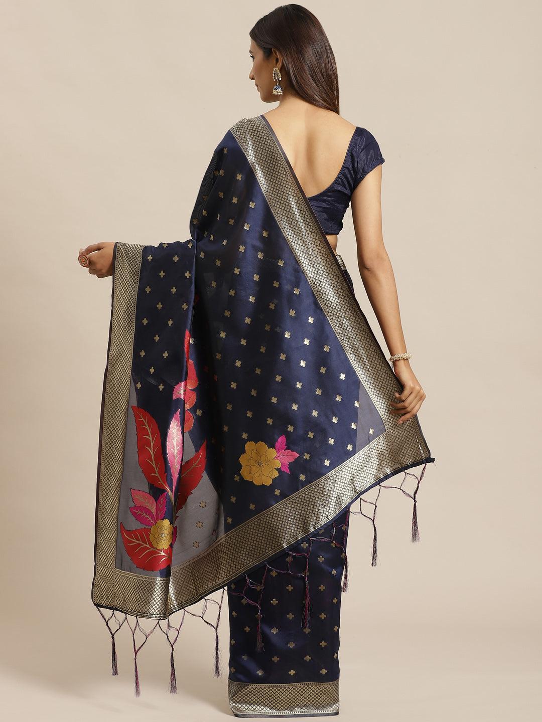 Blue Woven Design Silk Saree - ShopLibas
