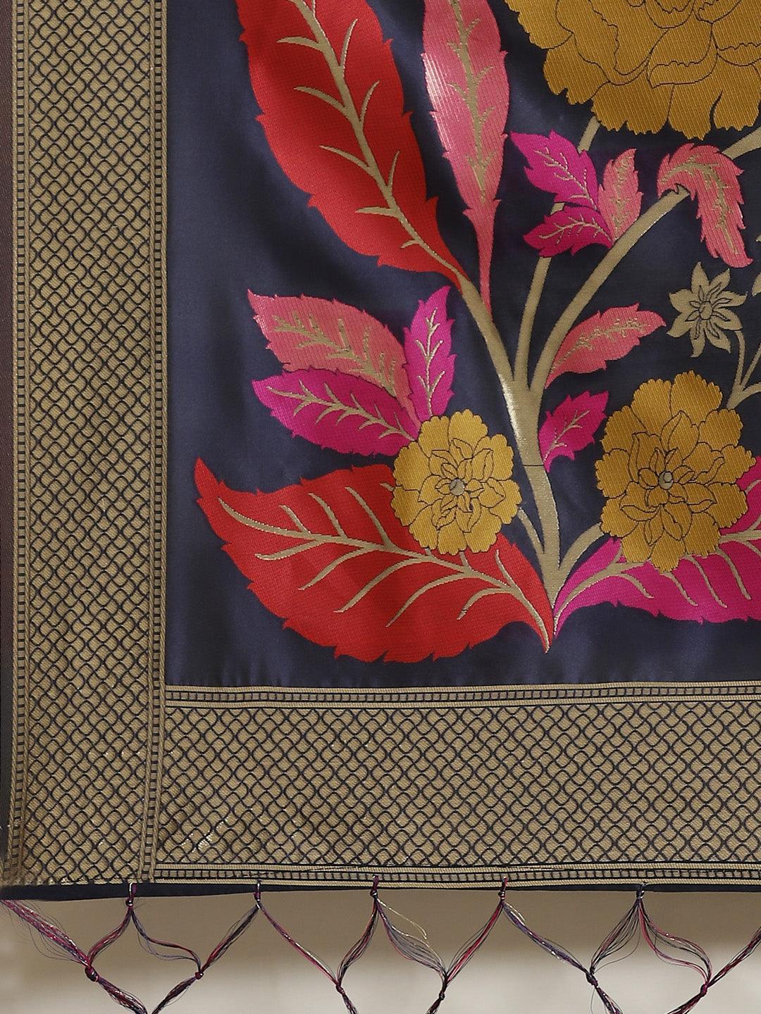 Blue Woven Design Silk Saree - ShopLibas