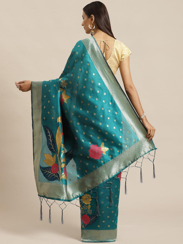 Blue Woven Design Silk Saree